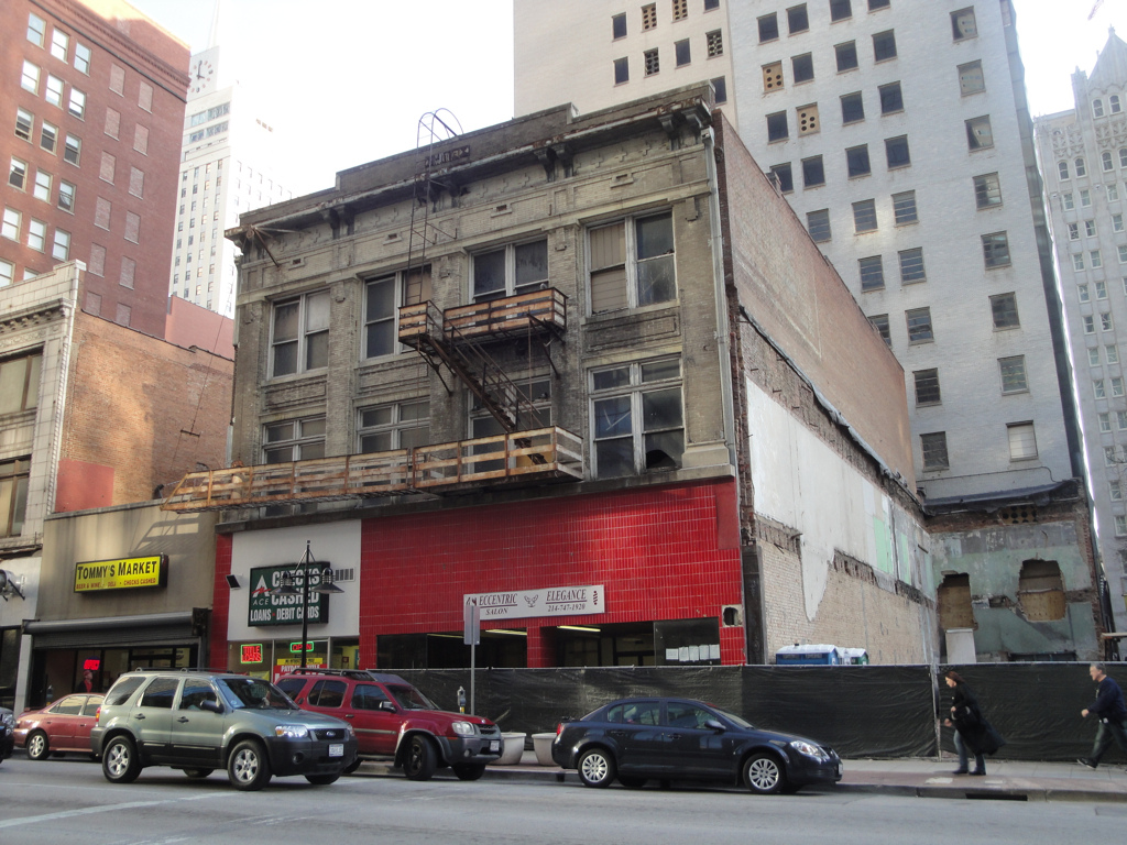 As the Joule Hotel underwent a large expansion, the Hite Building (foreground) and Praetorian Building (behind) were prepared for demolition